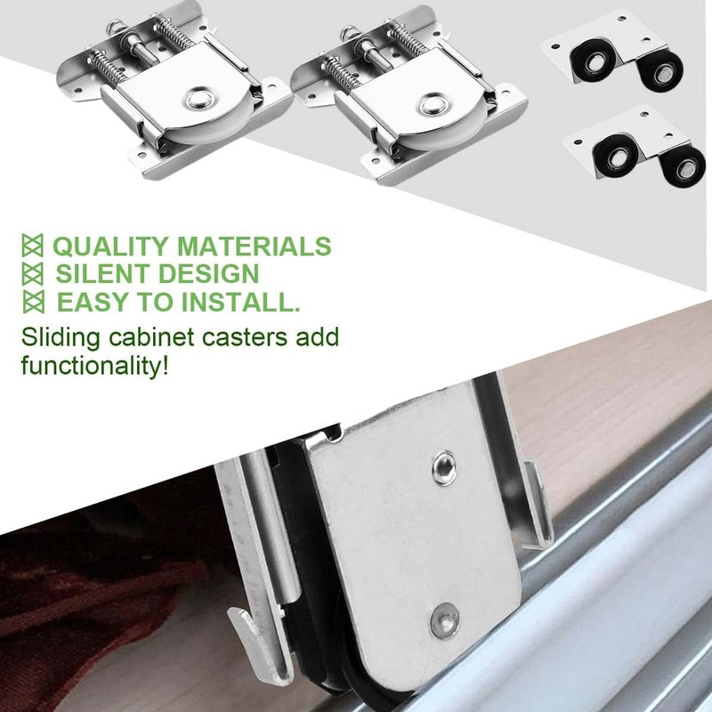Uni-Fine 8 Pieces Sliding Wardrobe Door Set Iron Alloy Nylon