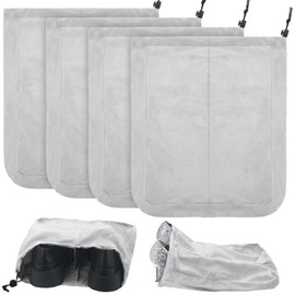 Bulyoou 4 Pcs Travel Shoe Bags Shoes Pouch Spandex Shoe Storage Bags with Interior Divider and Drawstring for Women Men Luggage Packing Organizer