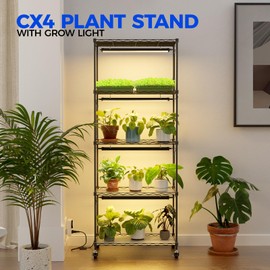 Barrina Barrina 5-Tier Plant Stand with Grow Lights for Indoor Plants, Metal Plant Shelf Display Rack with 4Pcs 1.6FT 20W Full Spectrum Plant Lights for Indoor, Balcony, Living Room, 23.6x13.8x59IN