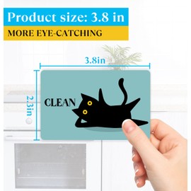 JCHCAMRY Funny Dishwasher Magnet Clean Dirty Sign,Cute Black Cat Universal Double Sided Refrigerator Magnet,Double Sided Reversible Dish Washer Magnet Signfor Kitchen Home Accessories Decor