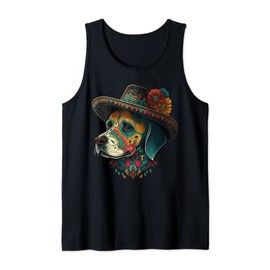 Mexican Dog Cinco De Mayo Sugar Skull Sombrero Tank Top