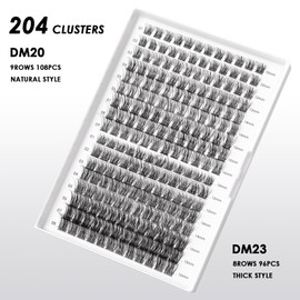 Lash Clusters 204 Pcs Individual Lashes Clusters Eyelash Extensions False Eyelashes DIY Wispy Fluffy Lash Extension Kit Reusable False Eyelashes Natural Look Mix 10-16mm C D Curl(DM20+DM23)