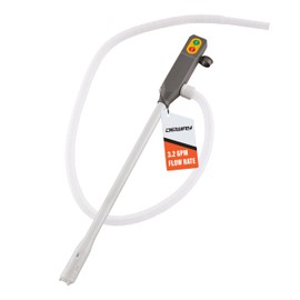 DeWay Battery-Powered Stick Fuel Transfer Pump with Fast 3.2GPM Flow Rate & 51” Clear Transfer Hose for Hands-Free Use | Fits Most Gas Cans for Pumping Gasoline, Kerosene, Diesel & Non-Potable Water