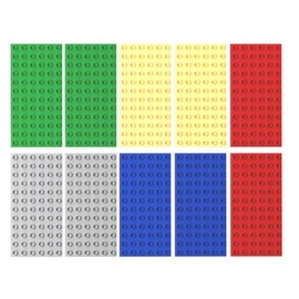 Guihumz Pack of 10 Building Plates, Large Plates, 19 cm x 9.5 cm, Large Base Plate, Compatible with Large Building Blocks of All Leading Brands, 2 x Red, 2 x Green, 2 x Blue, 2 x Yellow + 2 x Black