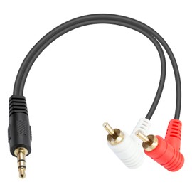 Maxhood RCA to 3.5mm Cable, 3.5mm to RCA Splitter Cable, 90 Degree 1/8inch 3.5mm Male to 2RCA Male Aux Stereo Audio Y Splitter Cable for Smartphones, MP3, Tablets, Speakers, Home Theater, 12inch