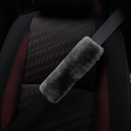 ROYAGO Soft Genuine Sheepskin Wool Auto Seat Belt Cover Seatbelt Shoulder Pad for a More Comfortable Driving, Compatible with All Cars(Dark Gray)