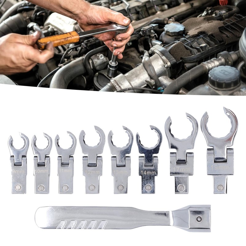 Flex Head Ratchet Wrench Set, 9PCS Quick Change Ratcheting Wrench