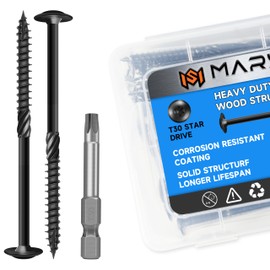 Marysino Lag Screws 5 Inch, Construction Wood Screw #14 x 5, 100-Pack Heavy Duty Self Driiling Structural Screws, Black Anti-Rust Coated Exterior Wood/Lag/Timber Screws, Torx/Star Drive Lag Bolts