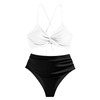 OverDose Boutique Damen-Badeanzüge, Zweiteilige Badeanzüge mit hoher Taille, Farbblock-Bikini-Sets mit