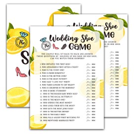 Bridal Shower Games - Lemon Theme Engagement Party Game Cards For Wedding, Bachelorette Party - Citrus Lemon Bridal Shower Decorations - Wedding Shoe Game - 30 Cards(A04)