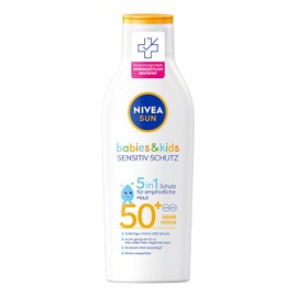 Nivea Sun Kids Sensitive Protect & Care Sun Cream SPF 50+ (200 ml), Extra Waterproof Sun Cream, Sun Lotion for Sensitive Children’s Skin