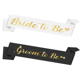 Bride to Be Sash Groom to Be Sash Bachelorette Party Favors Bridal Shower Decorations Wedding Party Decorations Bride to Be Gift Wedding Gifts for Wife Husband Bride Accessories Party Photo Props 2PCS