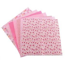 7 Pieces Cotton Fabric 50x50cm Assorted Squares Pre-Cut Bedding Suite Quarter DIY Sewing Scrapbooking Quilting Set (Pink)