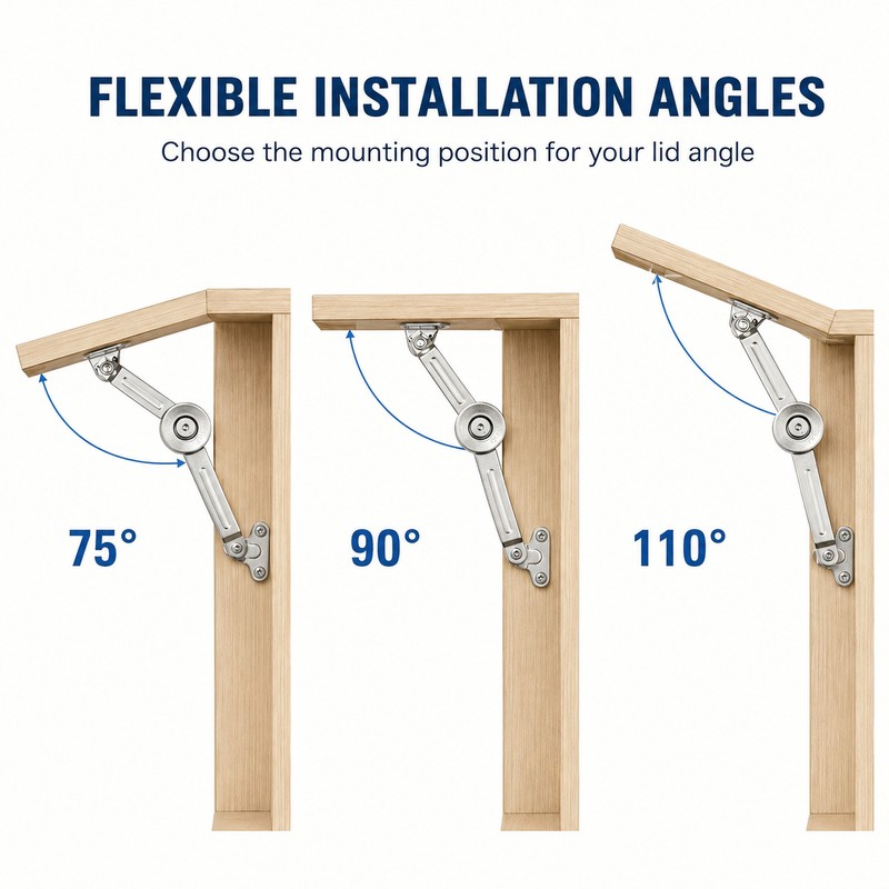 2-Pack Adjustable Steel Soft Close Lid Support Hinges, 40 lb