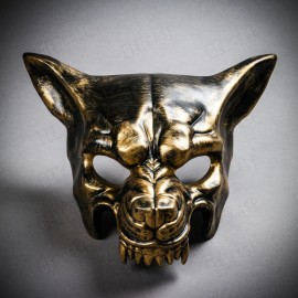 Gold Scary Full Face Devil Masquerade Animal Wolf Mask Costume Party Cosplay