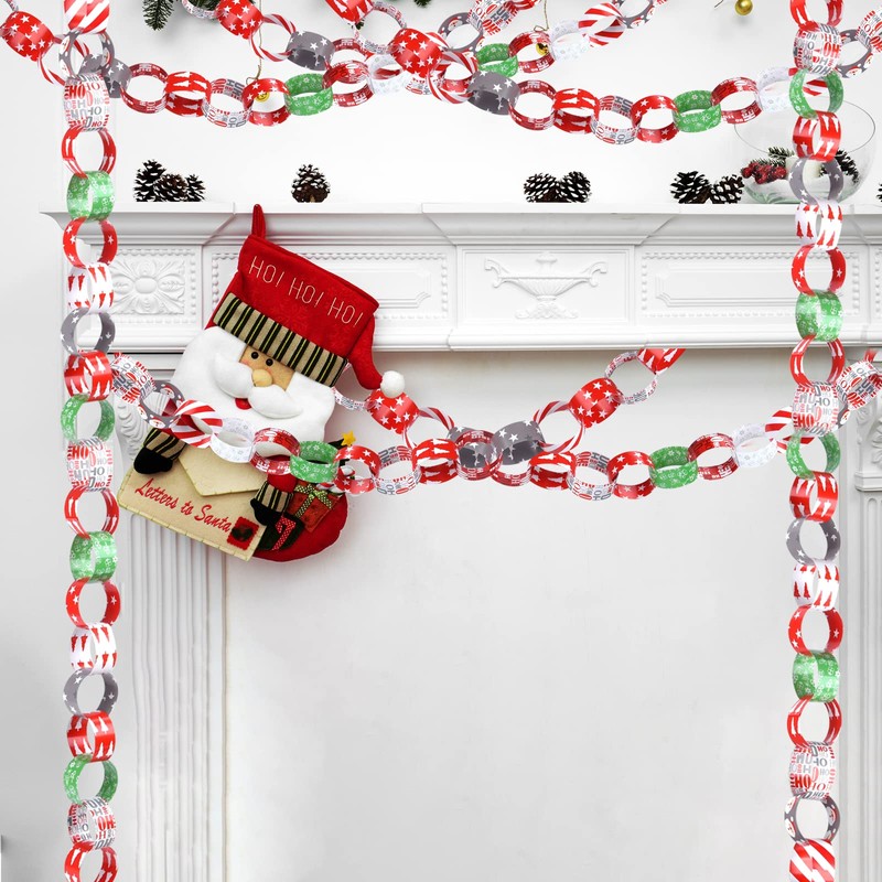 MIAHART 300Pcs Merry Christmas Paper Chains Festive Craft Paper Links