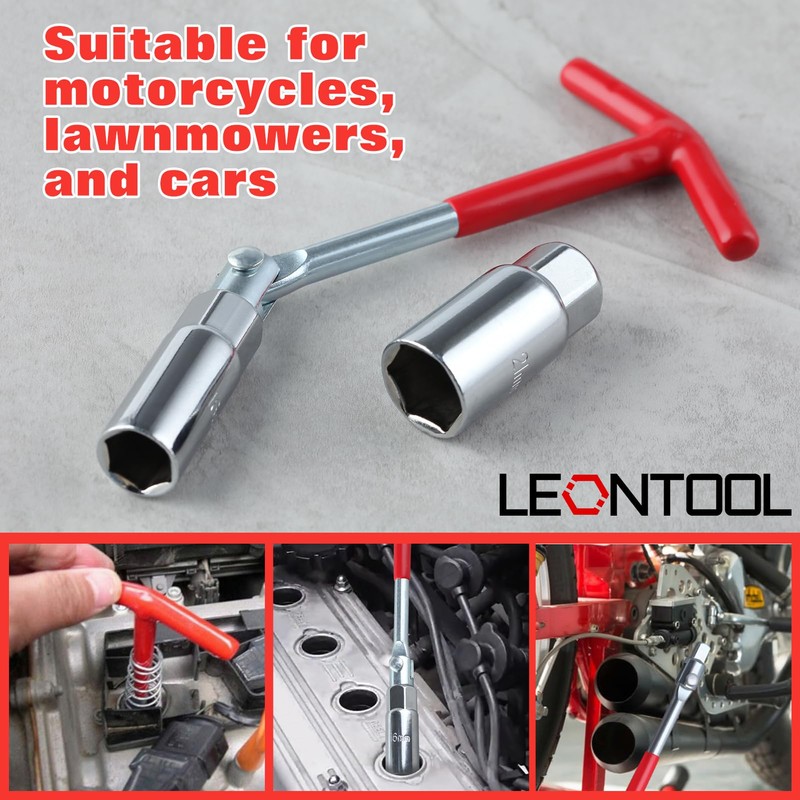 LEONTOOL Universal Joint Spark Plug Socket Wrench T-Handle Spark Plug