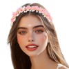 Hermoli Wedding Flower Headband Pink Bride Pearl Hairband Thin Floral
