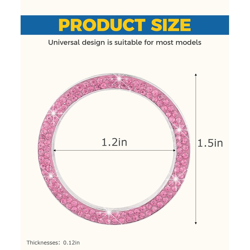 iolory car Start Button Cover,Car Stickers,Crystal Double Rhinestone Automotive Engine