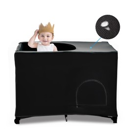 South to East South to East Slumber Crib Blackout Cover, Portable Travel Crib Canopy Cover with Carry Bag, Breathable Sleeping Pod Shade for Playpen, Stretchy Netting Canopy Cover for Pack N Play Playard