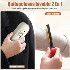 ZRJJTQ 2 Piezas Rodillo Quitapelusas Reutilizable 2 en 1, Genérico Quita Pelo de Mascota Lavable, Pet Hair Remover Portátil, Rodillo Quita Pelo de Mascota para Ropa, Ropa de Cama, Sofá, Alfombra