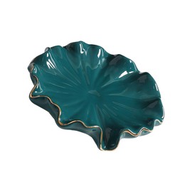 SHOWERORO Ceramic Soap Dish with Draining Design Creative Leaf-Shaped Holder for Bathroom and Kitchen Stable and Soap Tray