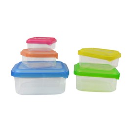 Nicole Home Collection Square Nestable Food Containers with Lids | Pack of 5, Multi Square
