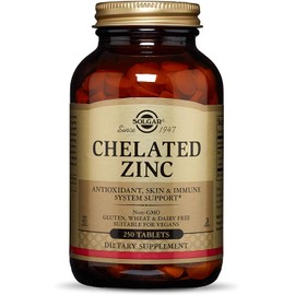 Solgar Chelated Zinc, 250 Tablets - Zinc for Healthy Skin - Supports Cell Growth & DNA Formation - Exerts Antioxidant Activity - Supports A Healthy Immune System - Non GMO, Vegan - 250 Servings
