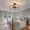hesoge Industrial Semi Flush Mount Ceiling Light,4 Light Rustic Metal