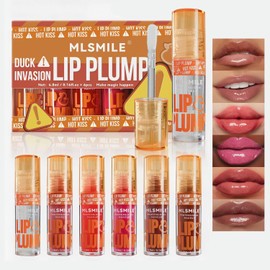 Lip Plumper, Brillo Labial de Alto Brillo de 6 Colores, Lip Gloss Altamente Pigmentado, Gloss Hidratante de Larga Duración, Fórmula de Jengibre Picante, Regalos de San Valentín para tu ser Querido