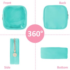 TIESOME Small Clear Makeup Bags with Zipper, Cute Waterproof Cosmetic Bag Travel Toiletry Bag PVC Transparent Makeup Organizer Bag Coin Purse Mini Makeup Bag Nylon Travel Pouch for Women(Green)