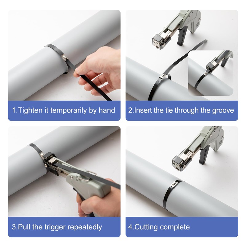 OFFO Metal Zip Tie Gun, Stainless Steel Automatic Cable Tie