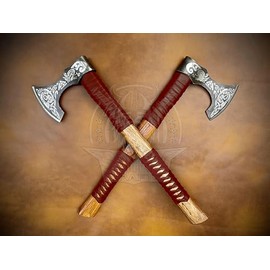 SHINY CRAFTS-Norse Viking Axe Camping Hatchet Berserker Axes-Viking Axe Hatchet Throwing Axes Hand Axe Gifts for him Wood Working Tool Viking Gifts for Men Tomahawk Bearded Axe (VBA 17)