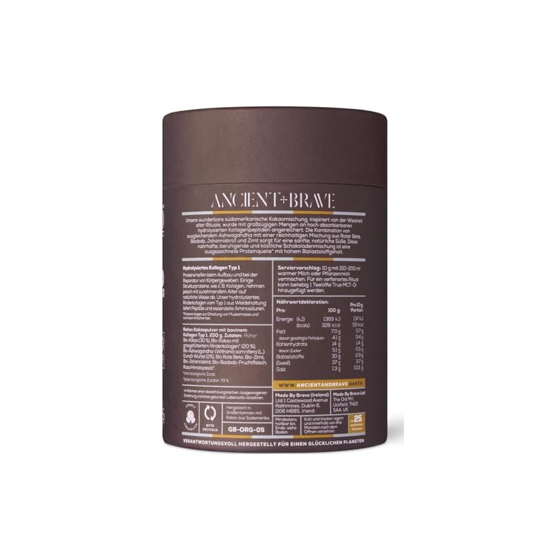 Ancient + Brave Cocoa + Collagen 250 g Raw Cocoa