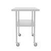 STEELBUS Stainless Steel Work Table with Undershelf and Casters,Flat Top