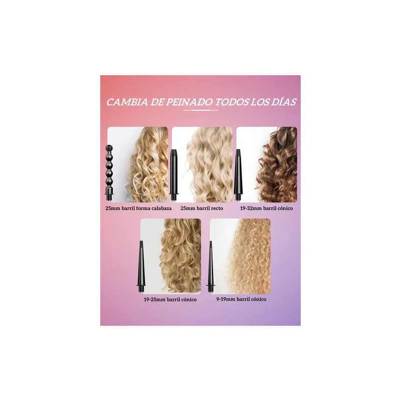 Rizadora Cabello 5 En 1 Intercambiable Cerámica Profesional