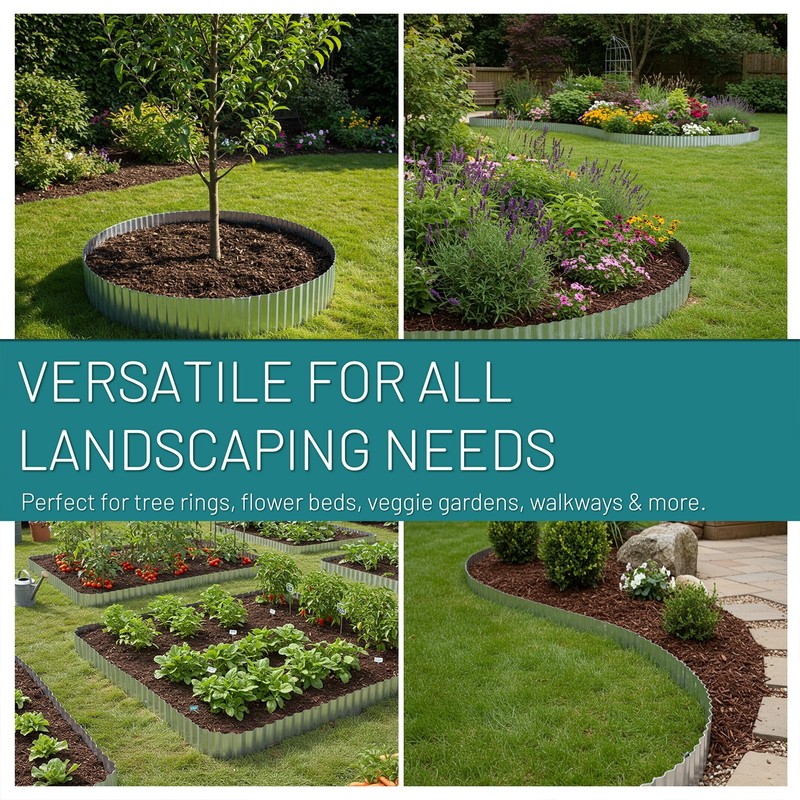 50FT Galvanized Steel Corrugated Metal Landscape Edging – Flexible &
