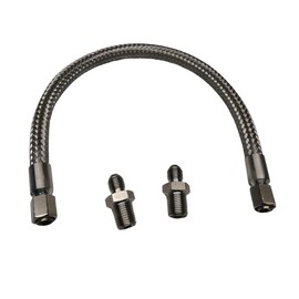 Industrial Grade Compressor Jumper Hose, JIC-4 female or 1/4" NPT male，18" Length，750°F，450 PSI，Both Sides Fittings Rotate Freely，Flexible Whole body Stainless Steel Metal Hose