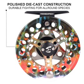 M MAXIMUMCATCH Maxcatch ECO Large Arbor Fly Fishing Reel (3/4wt 5/6wt 7/8wt) and Pre-Loaded Fly Reel with Line Combo (Brook Trout Fly Reel (Without Line), 5/6 Weight)