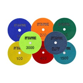 DT-DIATOOL Dry Diamond Sanding Pad 100 mm 8 Pieces Mixed Grit for Granite Marble Ceramic