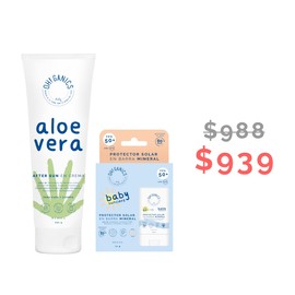 OH! GANICS 1 Protector Solar Mineral En Barra 15 gr y 1 Aloe Vera After Sun en Crema 250 g