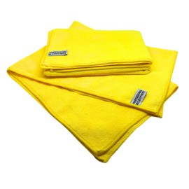 Tek Automotive Giant Size Yellow Microfibre Cloths – Twin Pack, 50x70cm, Heavy Duty 360GSM, Lint Free Cleaning Cloths for Car Detailing, Polishing & Drying – 119% Larger Than Standard Cloths