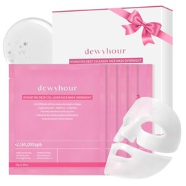 dewyhour Mascarilla facial de colágeno paquete de 5 mascarillas hidratantes de colágeno profundo para uso nocturno con ácido hialurónico y vitamina C