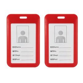 YOKIVE 2 Pcs Badge Holder, ABS Waterproof Vertical ID Holder, Lightweight and Durable, Great for Office Teacher (Red, 4.3 x 2.8-Inch)