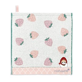 Towel Museum mofusand Strawberry Wash Towel with Loop, Pink, Cat, Cute, 43-0141080, Approx. 13.4 x 13.8 inches (34 x 35 cm)