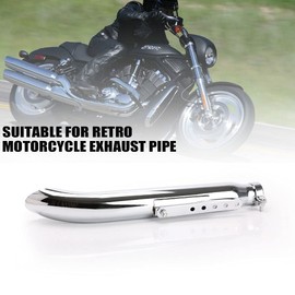Tesmirror Universal Motorcycle Stainless Steel Slash Cut Exhaust Tip Exhaust Pipe Muffler for Chopper Cafe Racer Silencer (one piece)