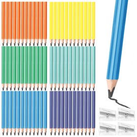 Spakon 96 Pcs Short Fat Colored Pencils 3.5 Inch Triangle Jumbo Color Pencils Multi Color Pencils with Sharpener Gift for Christmas Toddlers Student Drawing and Doodling