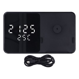 3 in 1 Wireless Charging Stand with Digital Alarm Clock Desktop 15W Fast Charging Alarm Clock and Phone Stand for Home