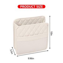 Mandark Car Seat Back Organizer, PU Leather Vehicle Backseat Hanging Storage Pocket, Multipurpose Automotive Travel Essentials Accessories for Kids & Adults, Universal for Most Cars（Beige）