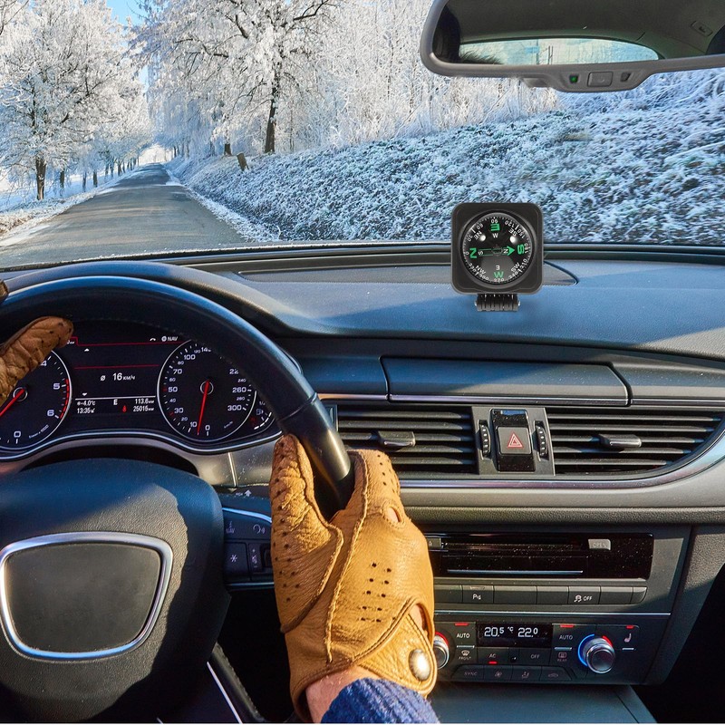 Car Compass Ball Adjustable Dashboard Navigation for Vehicles and Boats